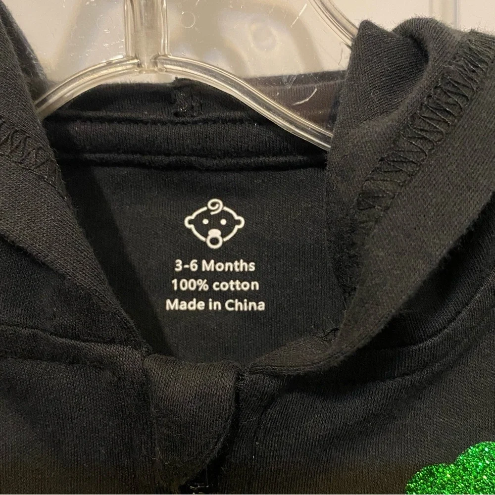 Black‎ Hoodie with Green Shamrocks-Infant